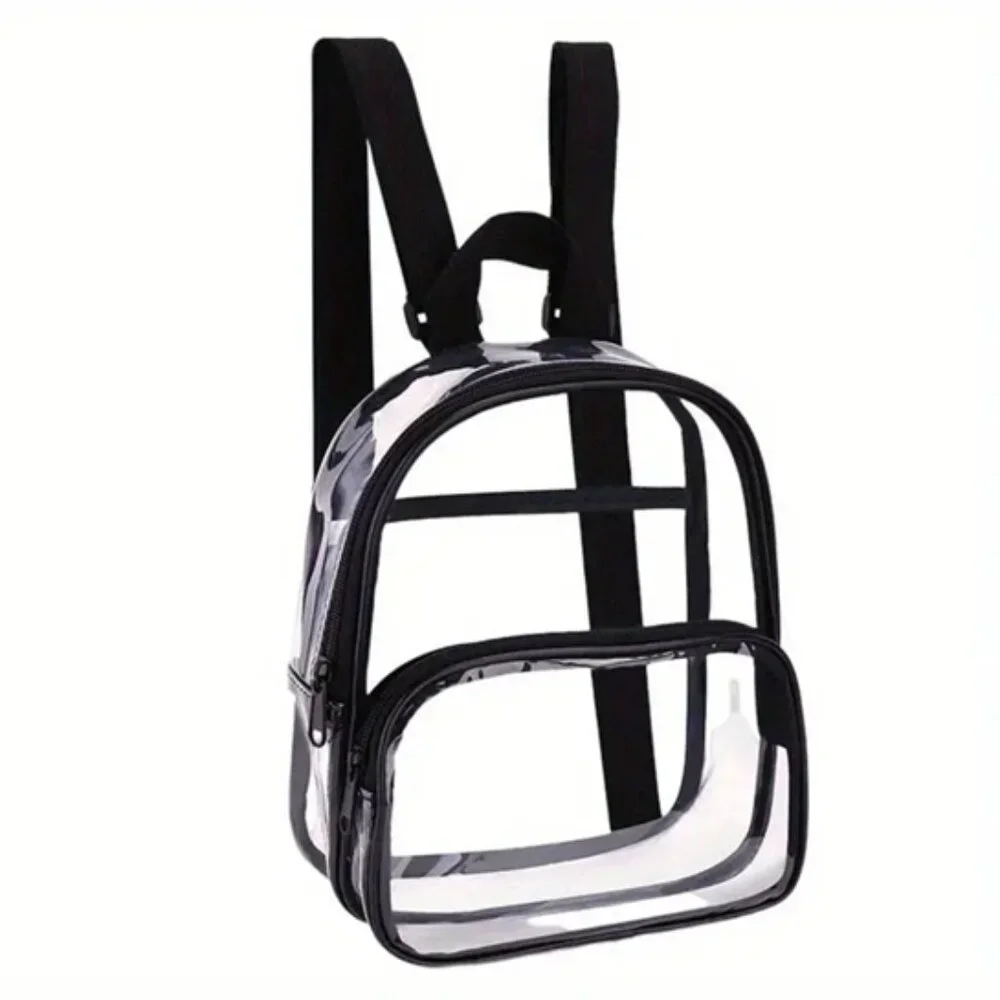 Clear - Transparent Small Backpack With Black Straps -Security Approved - NWT